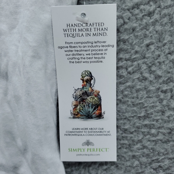 PATRON TEQUILA Organic Cotton JERSEY T SHIRT Med - Large White & Lime Green SOFT - Picture 8 of 9